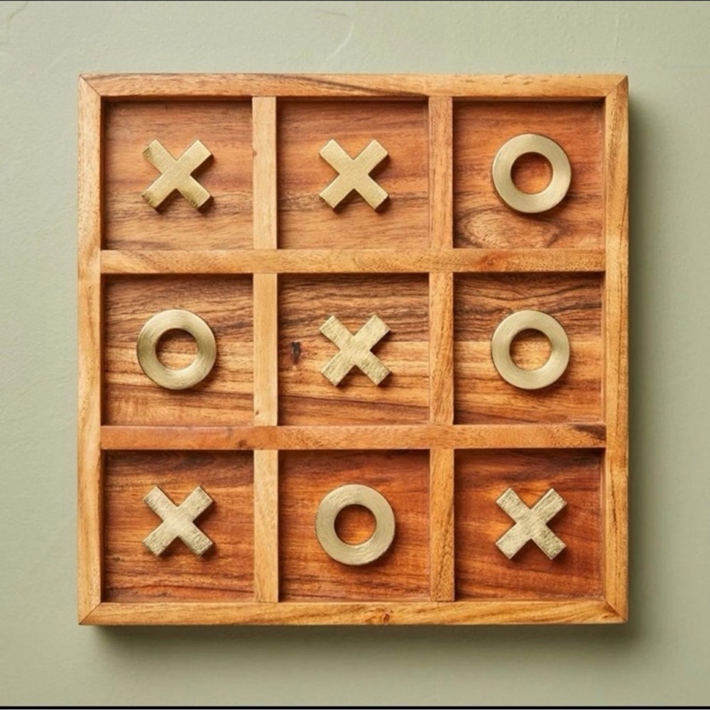 Brass and Wood Tic-Tac-Toe Game 12pc -Hearth & Hand w/Magnolia *** RARE***